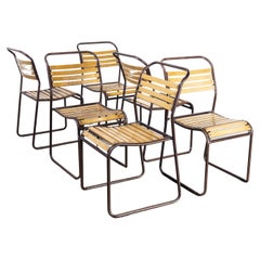 1940's Cox Tubular Metal Slatted Dining Chairs, Set of Six