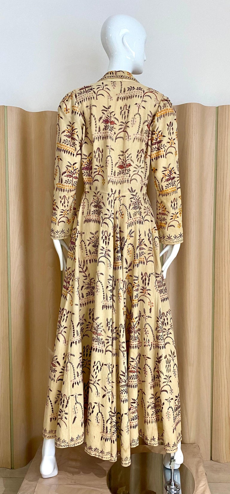 1940s  Cream Embroidered Cotton Coat Dress  1