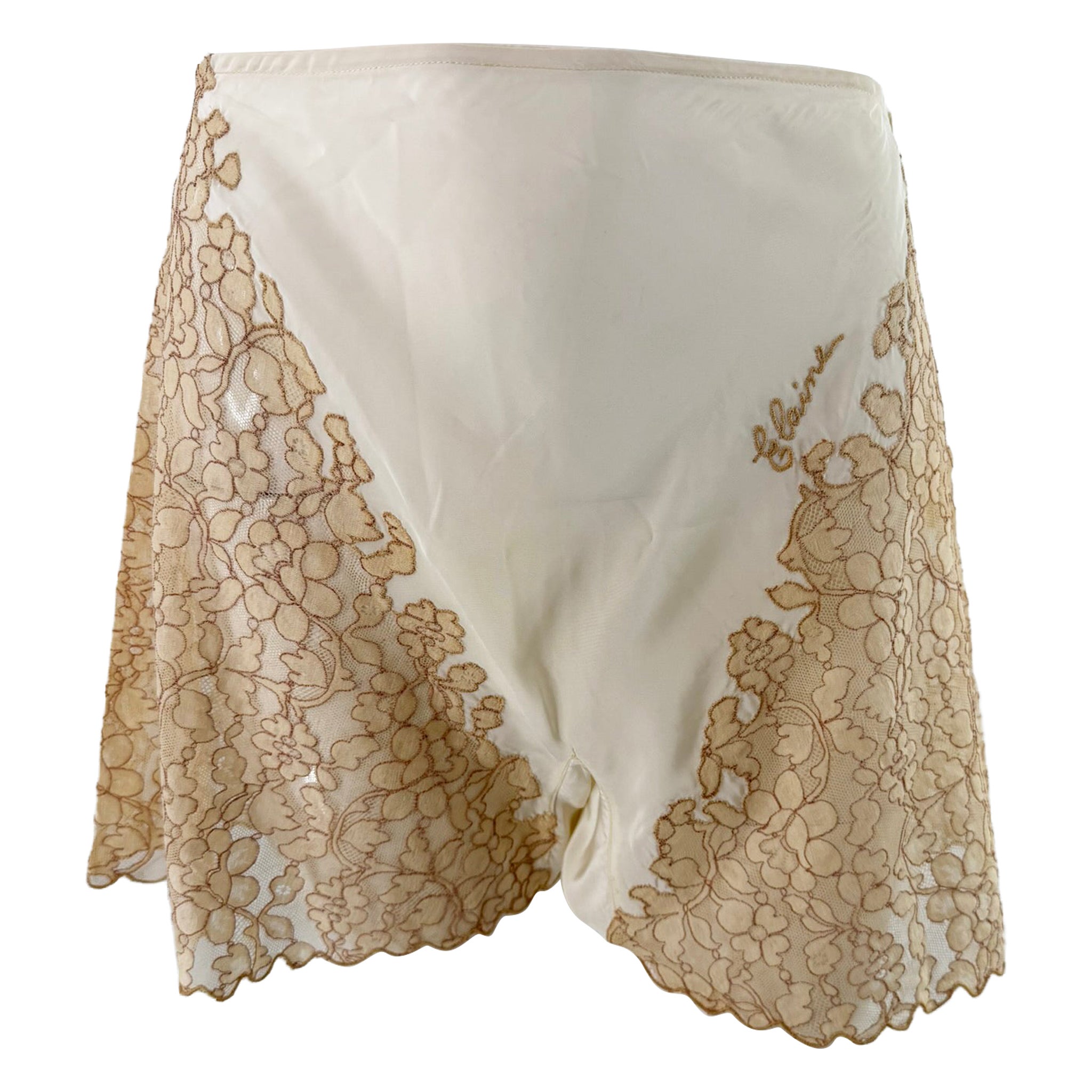 1940s Cream Silk & lace Side Button Tap Pants