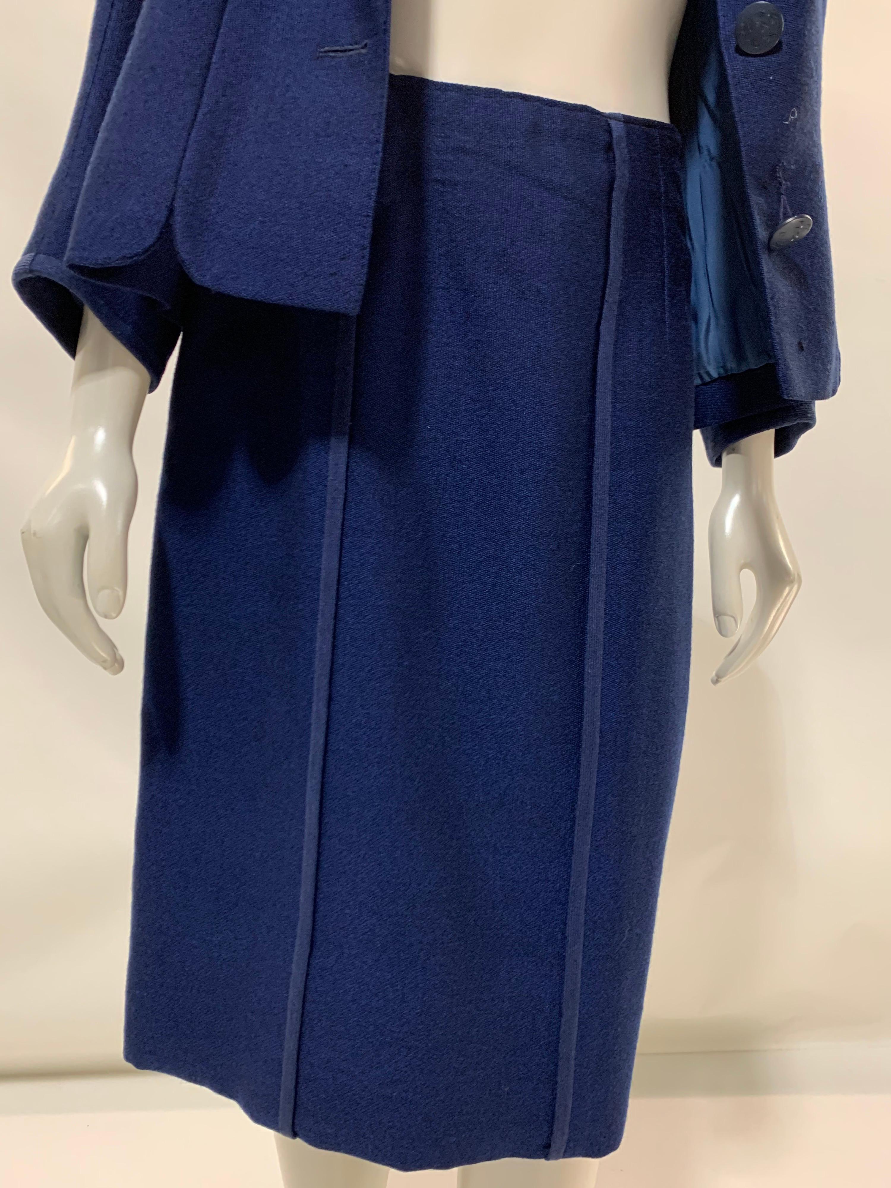 1940er Jahre Creed of London Fein maßgeschneiderte Couture königsblauer Rock Anzug mit Kapuze  im Angebot 8