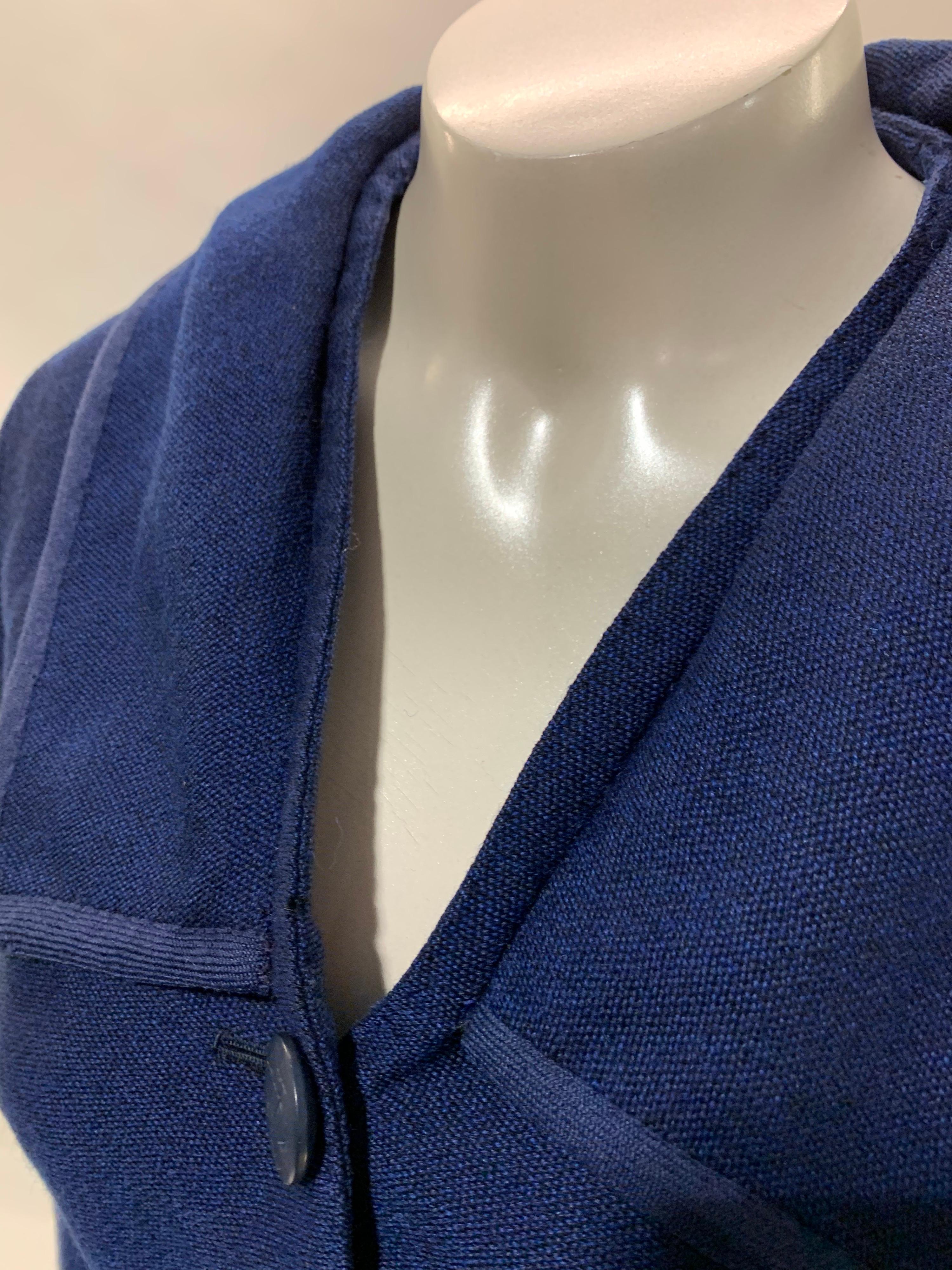 1940er Jahre Creed of London Fein maßgeschneiderte Couture königsblauer Rock Anzug mit Kapuze  im Angebot 1
