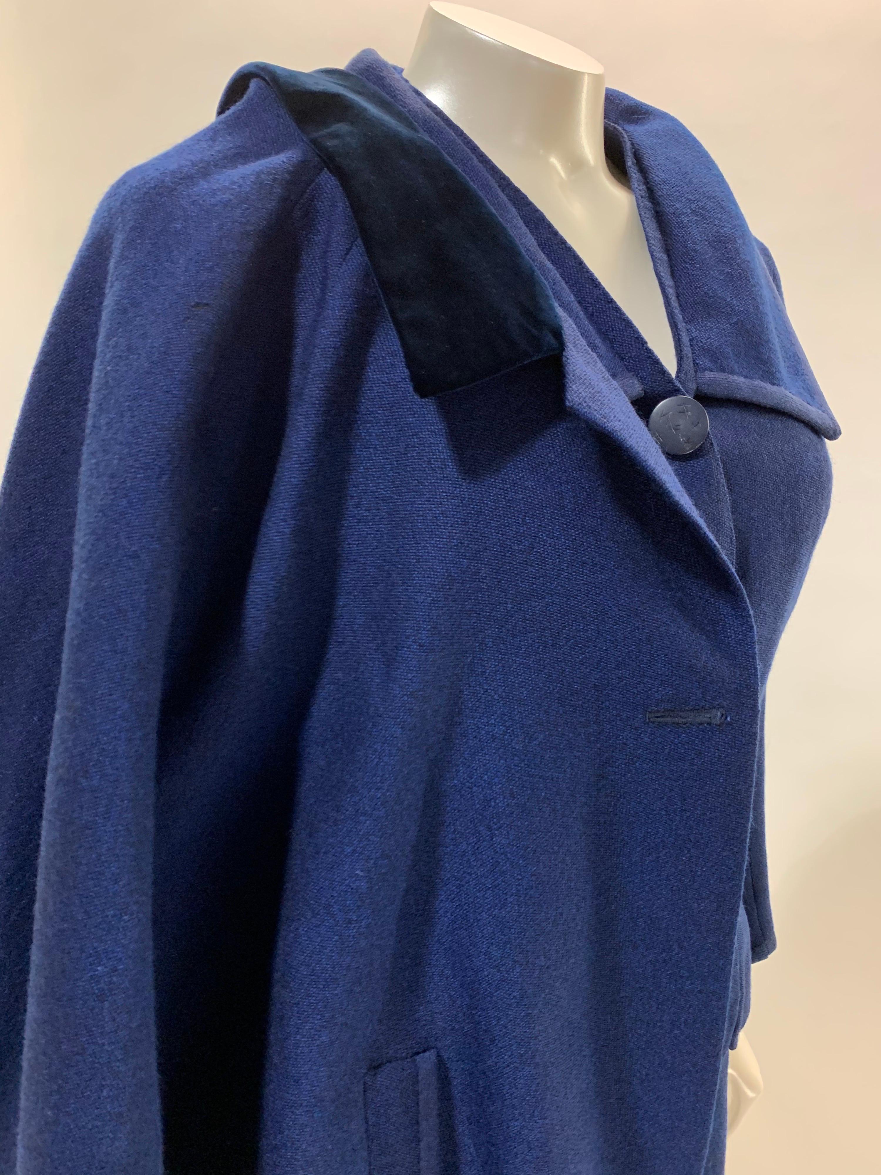 Women's 1940s Creed of London Finely Tailored Couture Royal Blue Skirt Suit w/ Caplet  For Sale