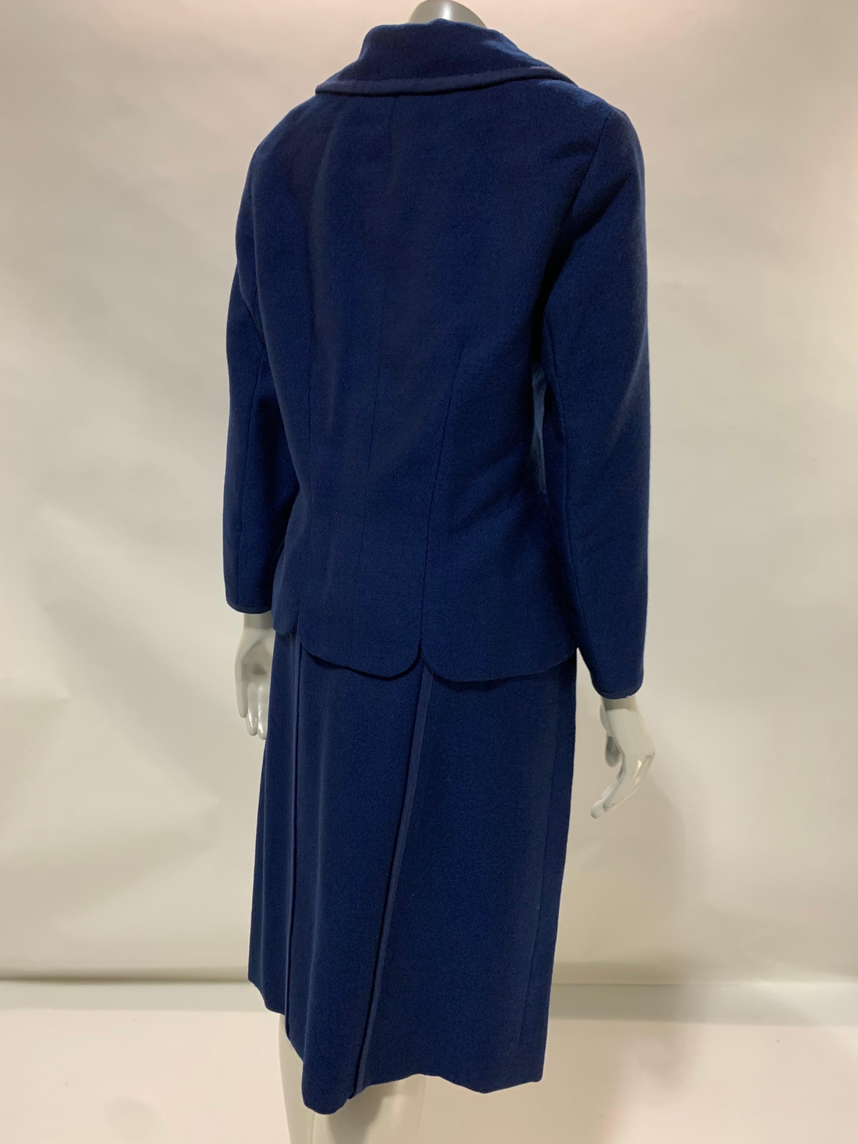 1940s Creed of London Finely Tailored Couture Royal Blue Skirt Suit w/ Caplet  For Sale 1