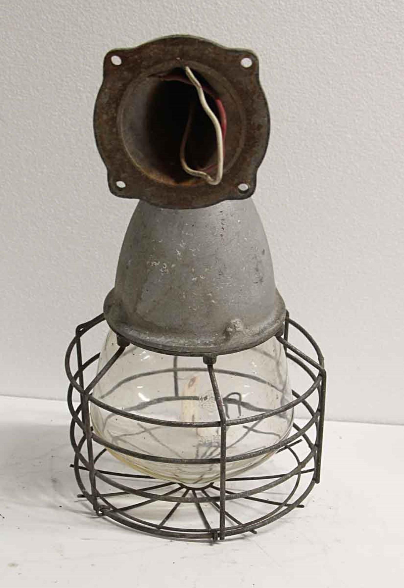 1940s Cross-Hinds Industrial Nautical Cage Light Sconce with Original Glass 2