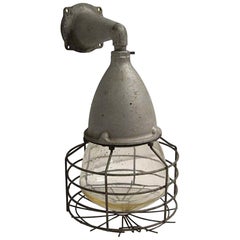 1940s Cross-Hinds Industrial Nautical Cage Light Sconce with Original Glass