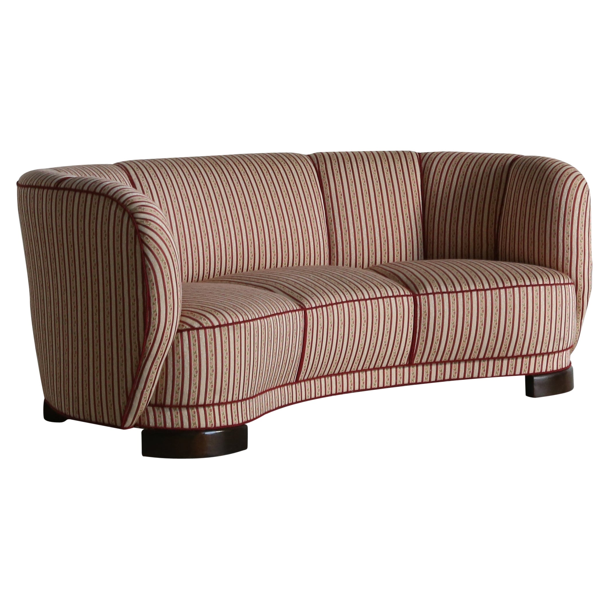 1940s Curved Danish Cabinetmaker Banana Sofa For Sale