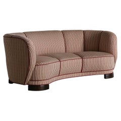1940s Curved Danish Cabinetmaker Banana Sofa, Newly Upholstered in Alpaca