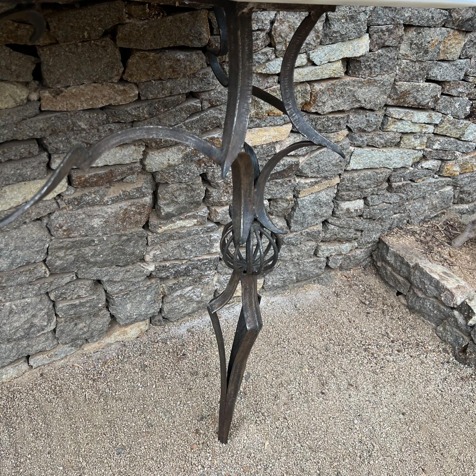 1940s Italian Console Table Wrought Iron Marble Style Gilbert Poillerat For Sale 5
