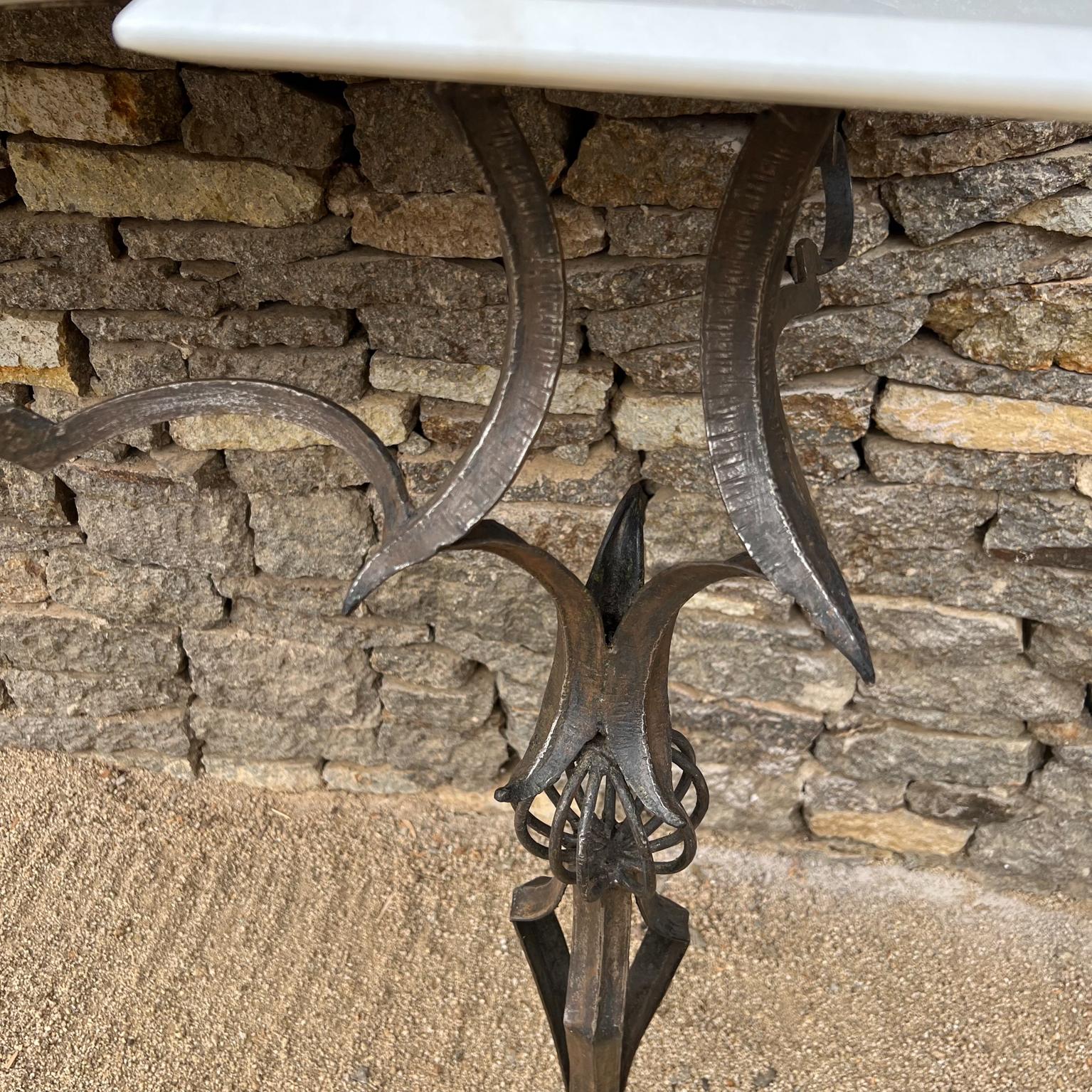 1940s Italian Console Table Wrought Iron Marble Style Gilbert Poillerat For Sale 2