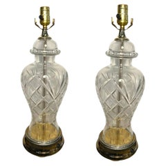 1940s Cut Glass Table Lamps