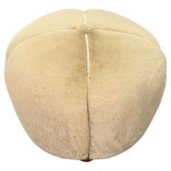 1940s Czech Art Deco Round Stool with Faux Rabbit Upholstery