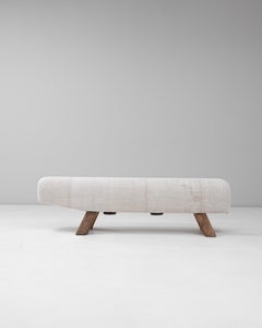 1940s Czech Mid-Century Modern Upholstered Bench With Angled Wooden Legs