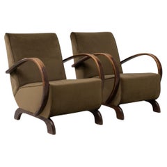 Pareja De Sillones Tapizados Checos De Los Años 1940 Por J. Halabala