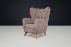 1940s Czech Wingback Armchair, Prague, Original Upholstery