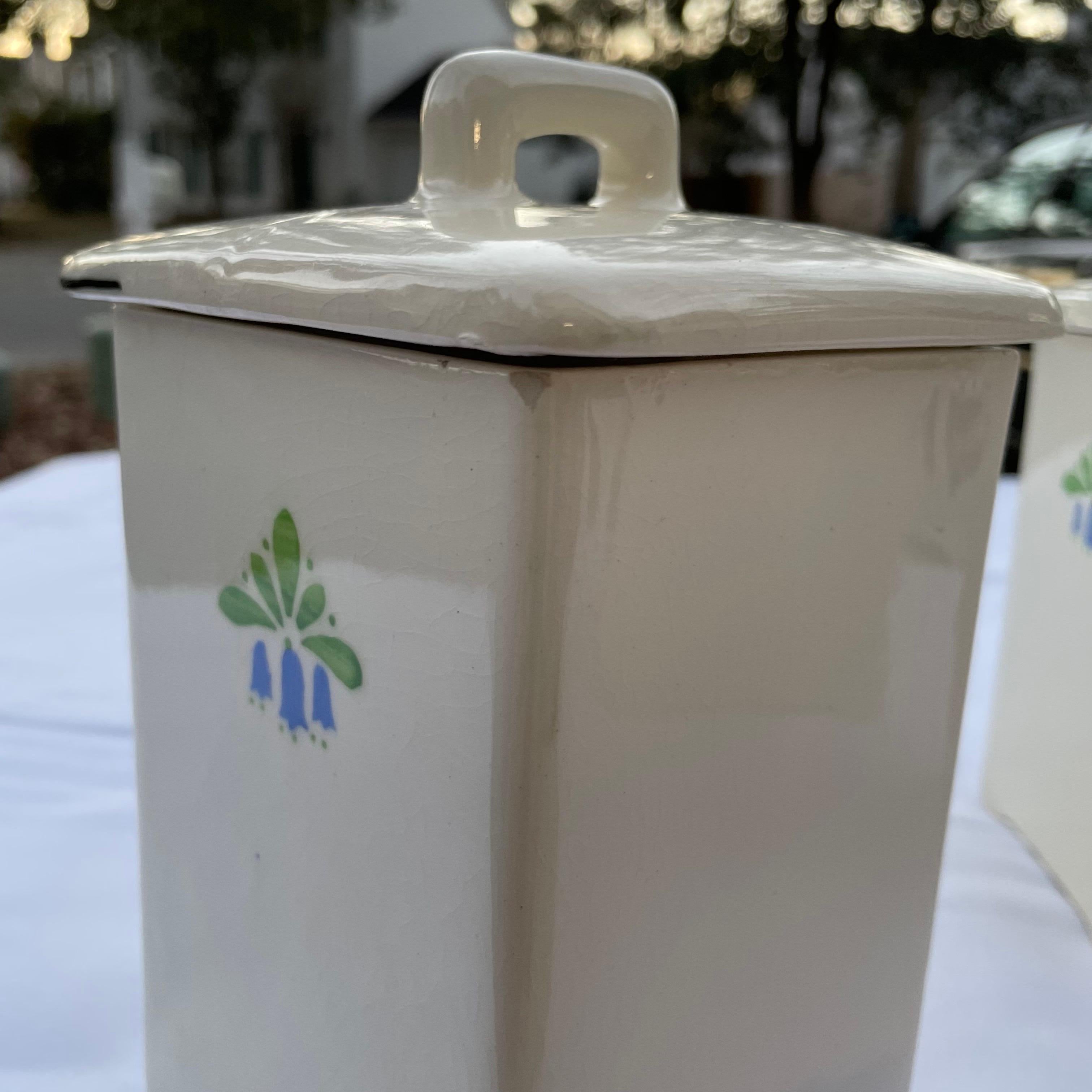 1940s Czechoslovakian Ceramic Canisters, Set of 3 5