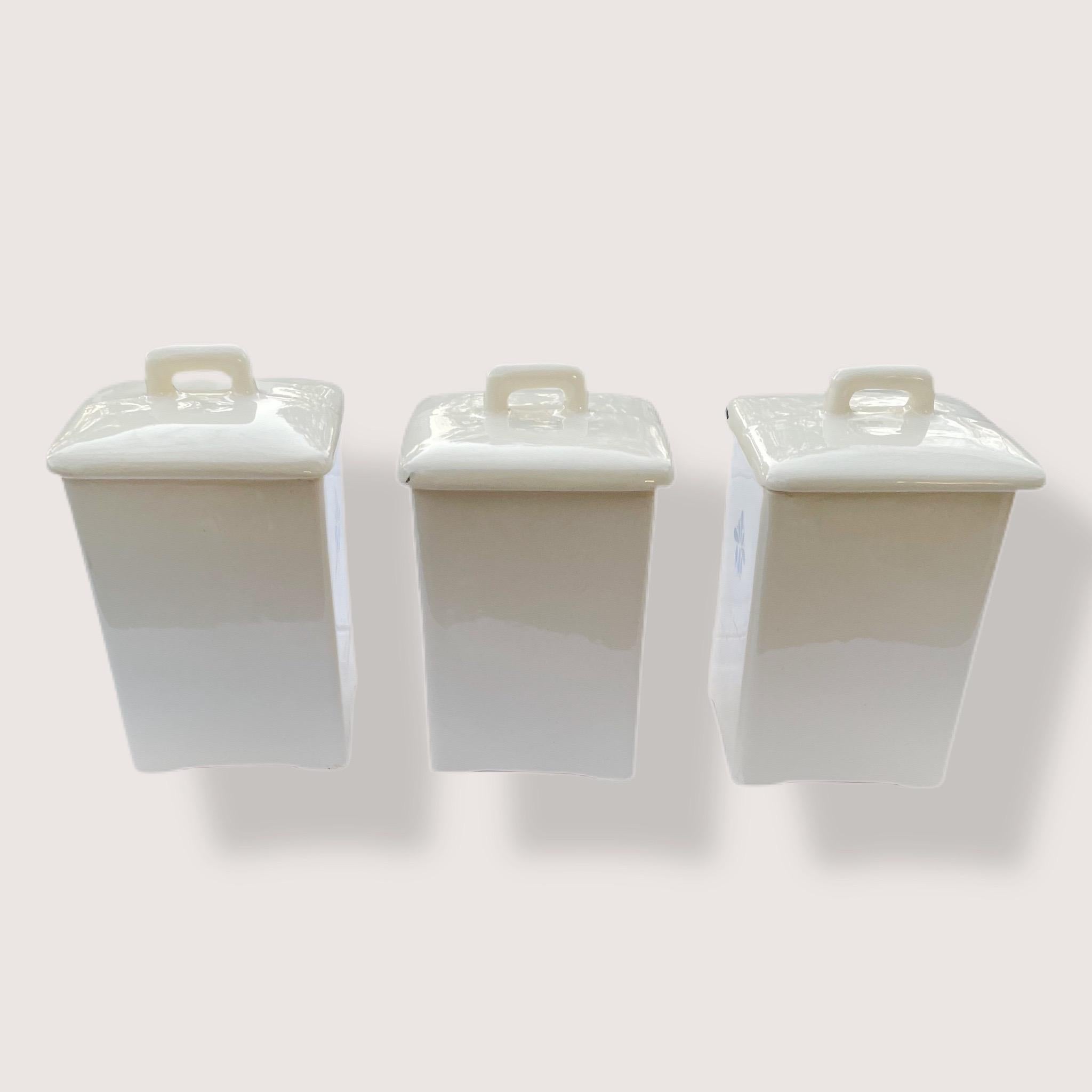 Dutch Colonial 1940s Czechoslovakian Ceramic Canisters, Set of 3