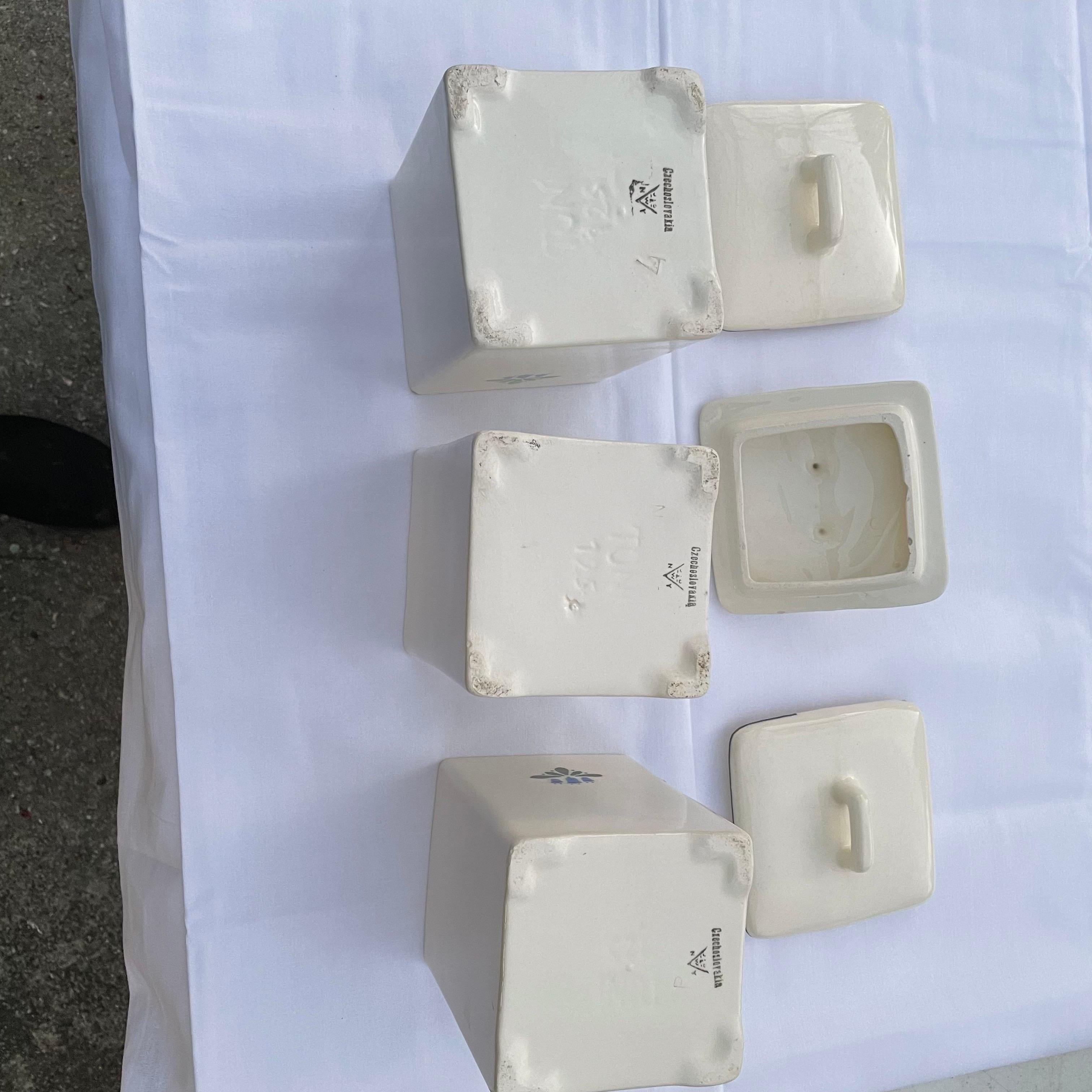 1940s Czechoslovakian Ceramic Canisters, Set of 3 1