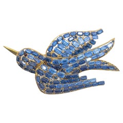 1940s Czechoslovakian Vintage Rhinestone Bluebird Brooch