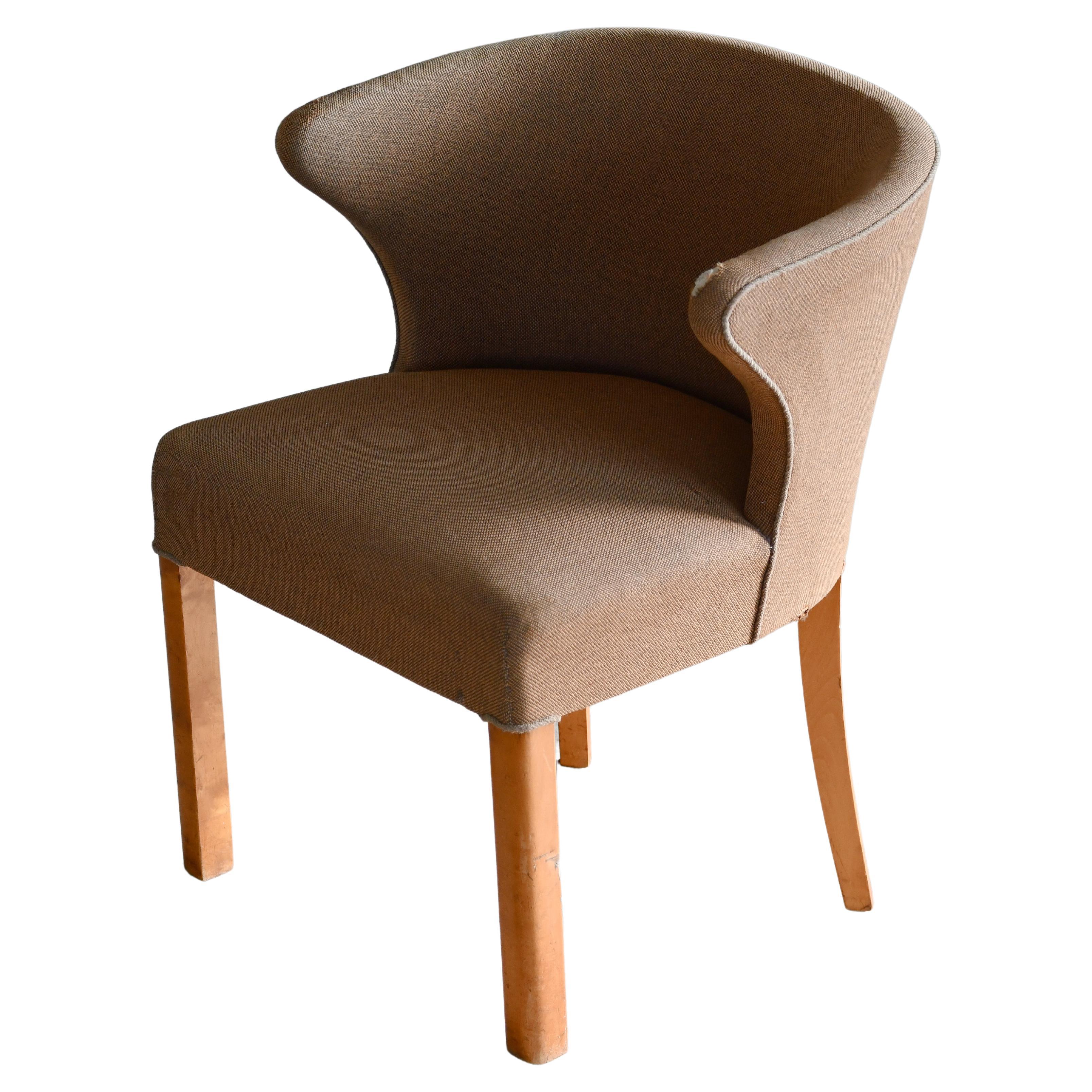 1940's Danish Accent or Armchair in style of Fritz Hansen Natural Maple Legs