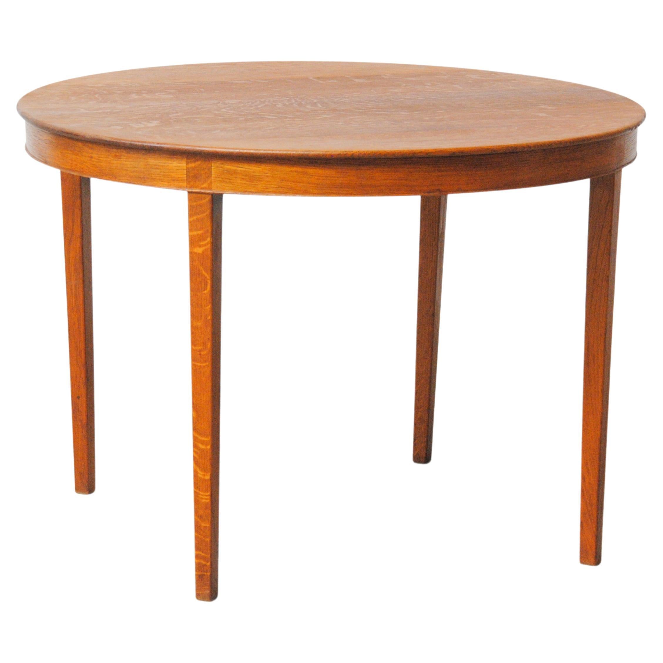 1940s Danish A.J. Iversen Round Coffee Table in Oak