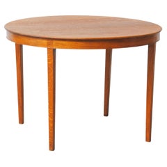 Vintage 1940s Danish A.J. Iversen Round Coffee Table in Oak