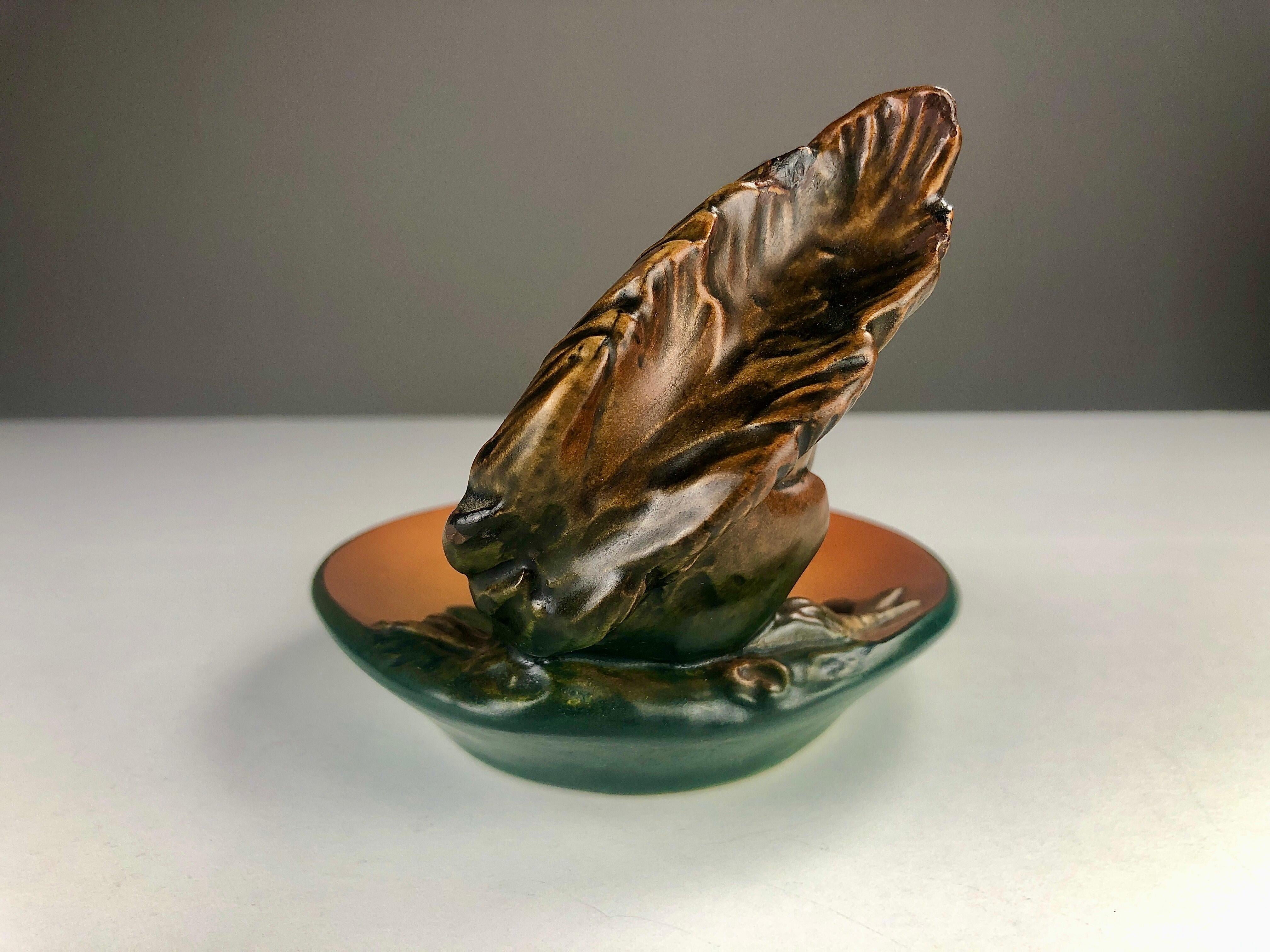 Hand-Crafted 1940's Danish Art Nouveau Ash Tray / Bowl by Axel Sorensen for P. Ipsens Enke For Sale