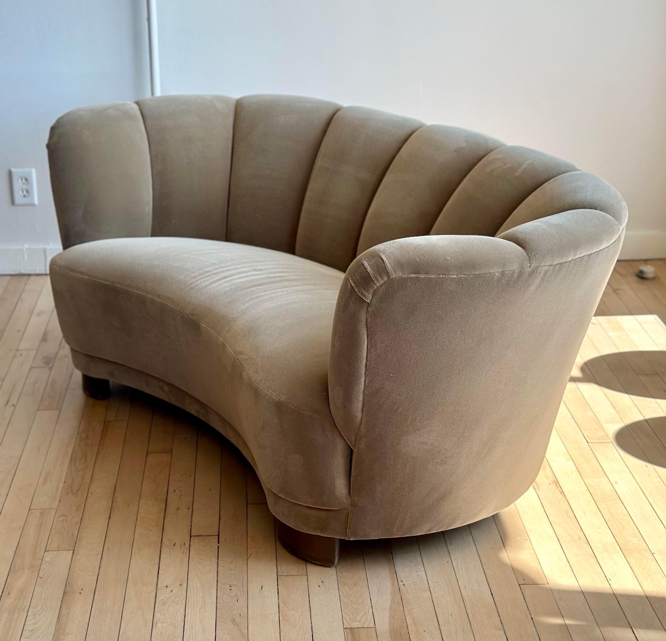 1940’s Danish Banana Sofa in Mohair In Good Condition In Hudson, NY