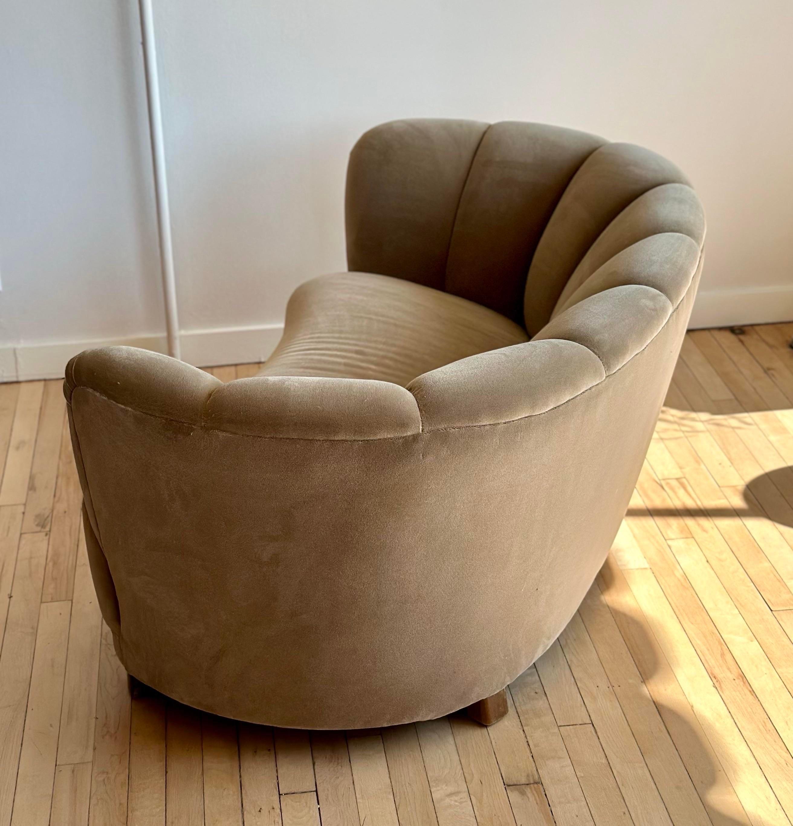 20th Century 1940’s Danish Banana Sofa in Mohair