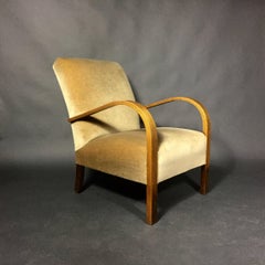 1940s Danish Beech and Camel Mohair Armchair