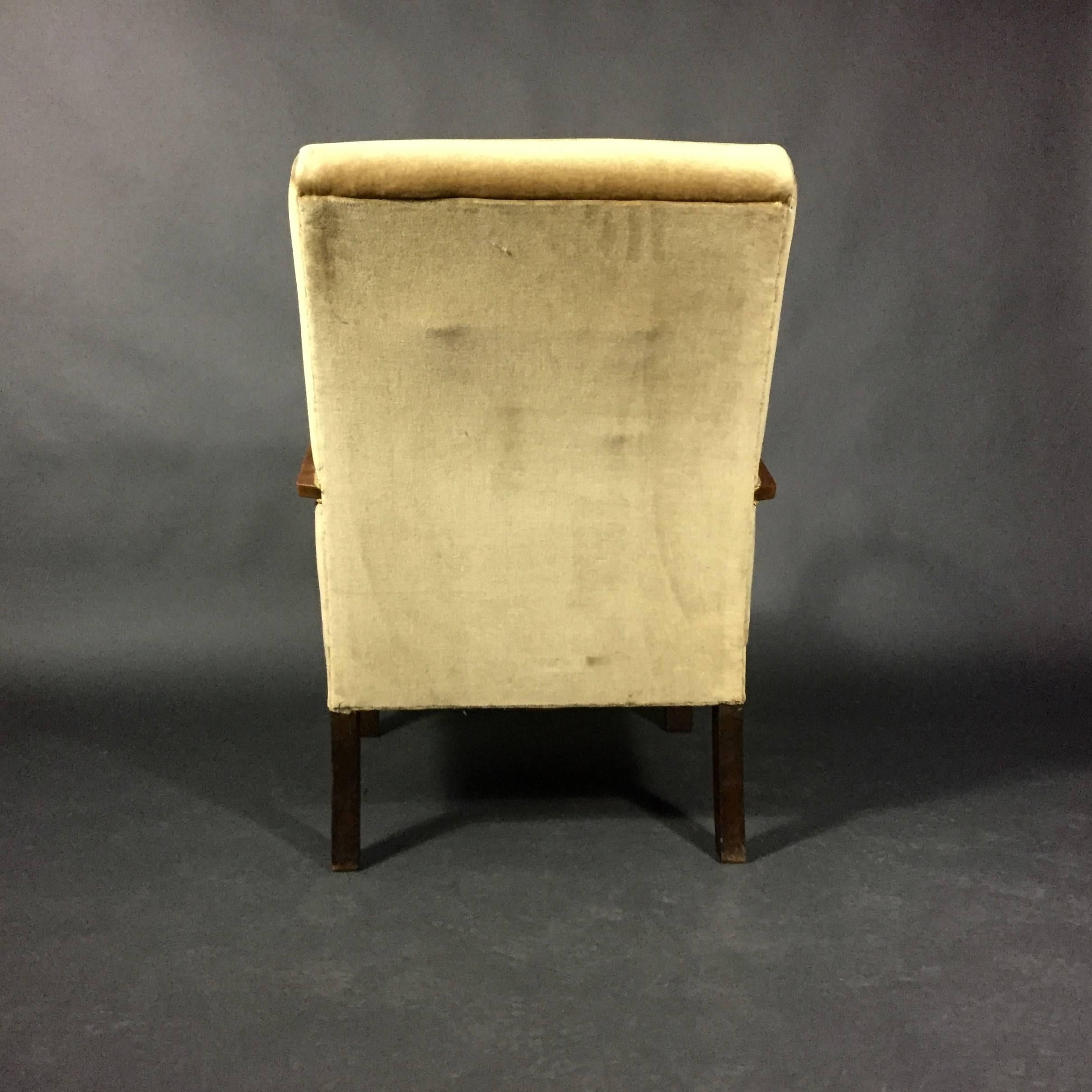 1940s Danish Beech and Camel Mohair Armchair In Good Condition For Sale In Hudson, NY