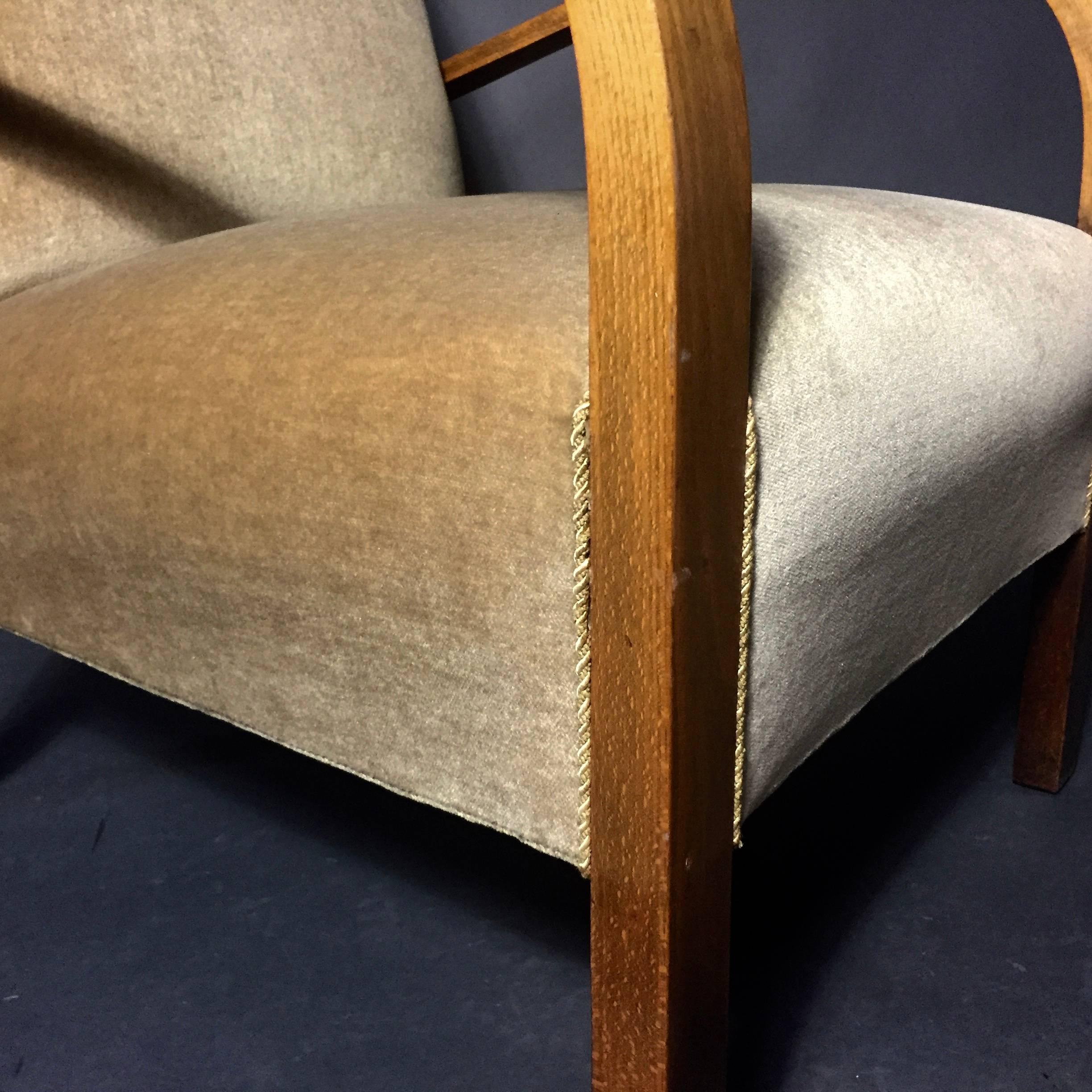 1940s Danish Beech and Camel Mohair Armchair For Sale 1