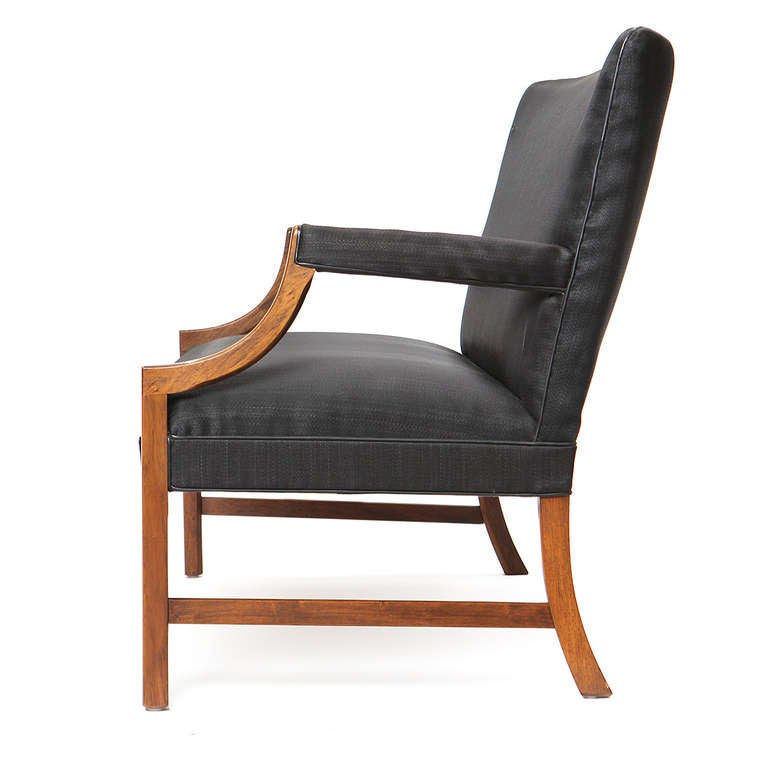 Scandinavian Modern 1940s Danish Black Horsehair Settee by Ole Wanscher for A.J. Iversen For Sale