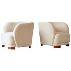 1940s Danish Cabinetmaker Lounge Chairs, Newly Upholstered in Alpaca