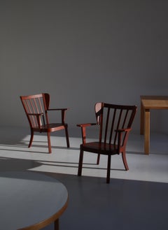1940s Danish "Canada" Arm Chairs in Stained Beech by Fritz Hansen