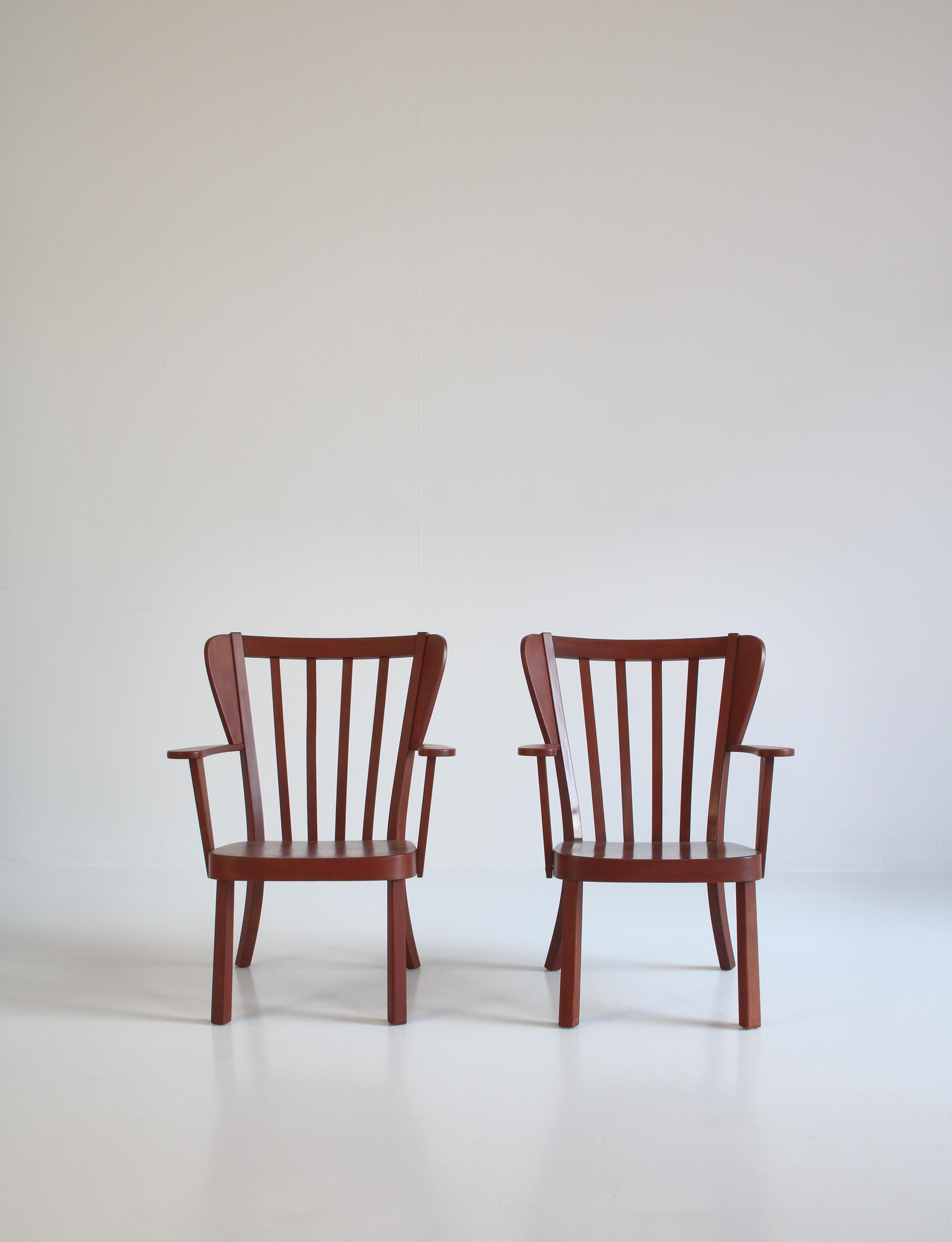 Scandinave moderne Fauteuils danois « Canada » des années 1940 en hêtre teinté de Fritz Hansen en vente