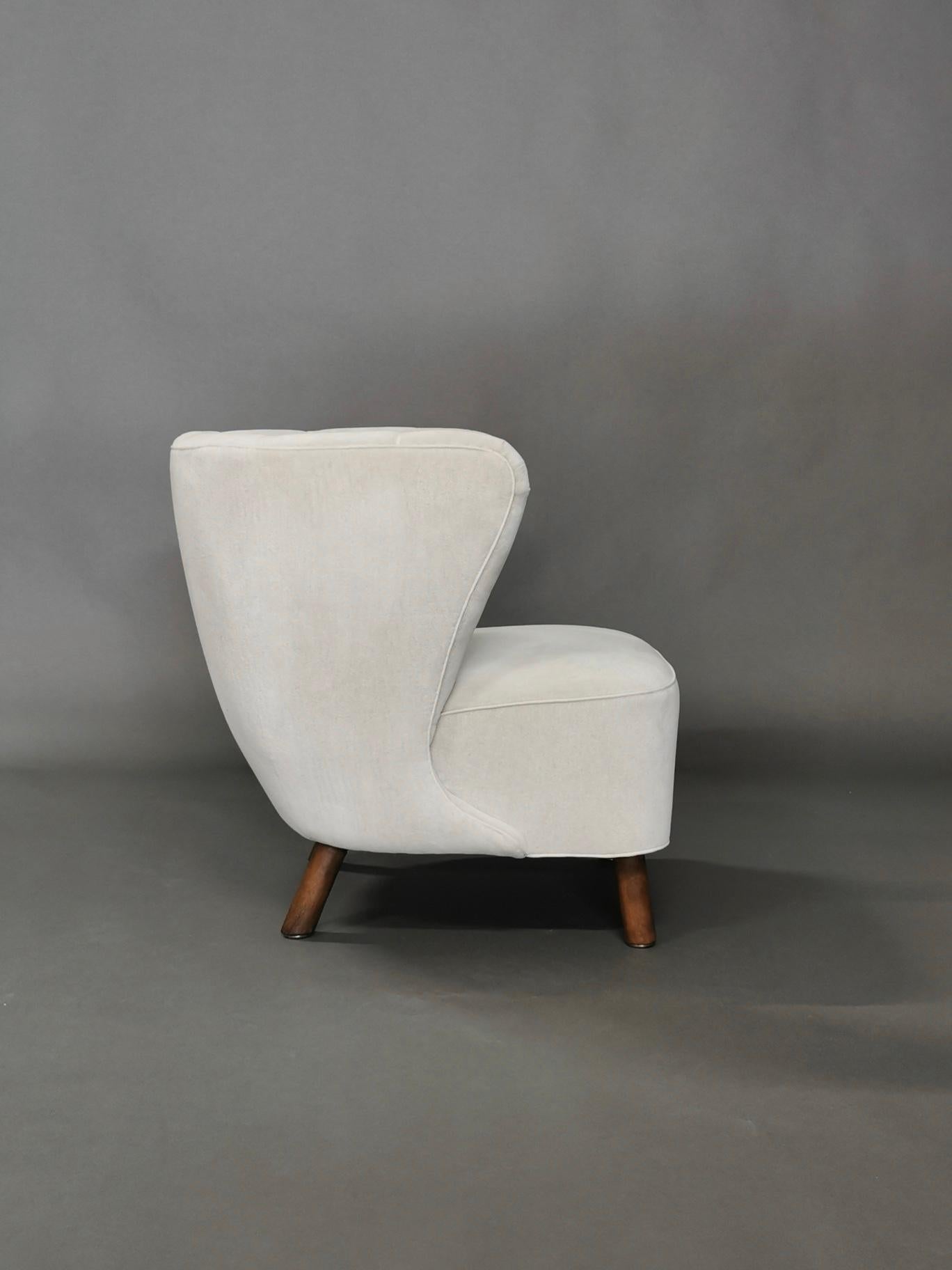 1940s Danish Easy Chair, Velvet Mohair 4