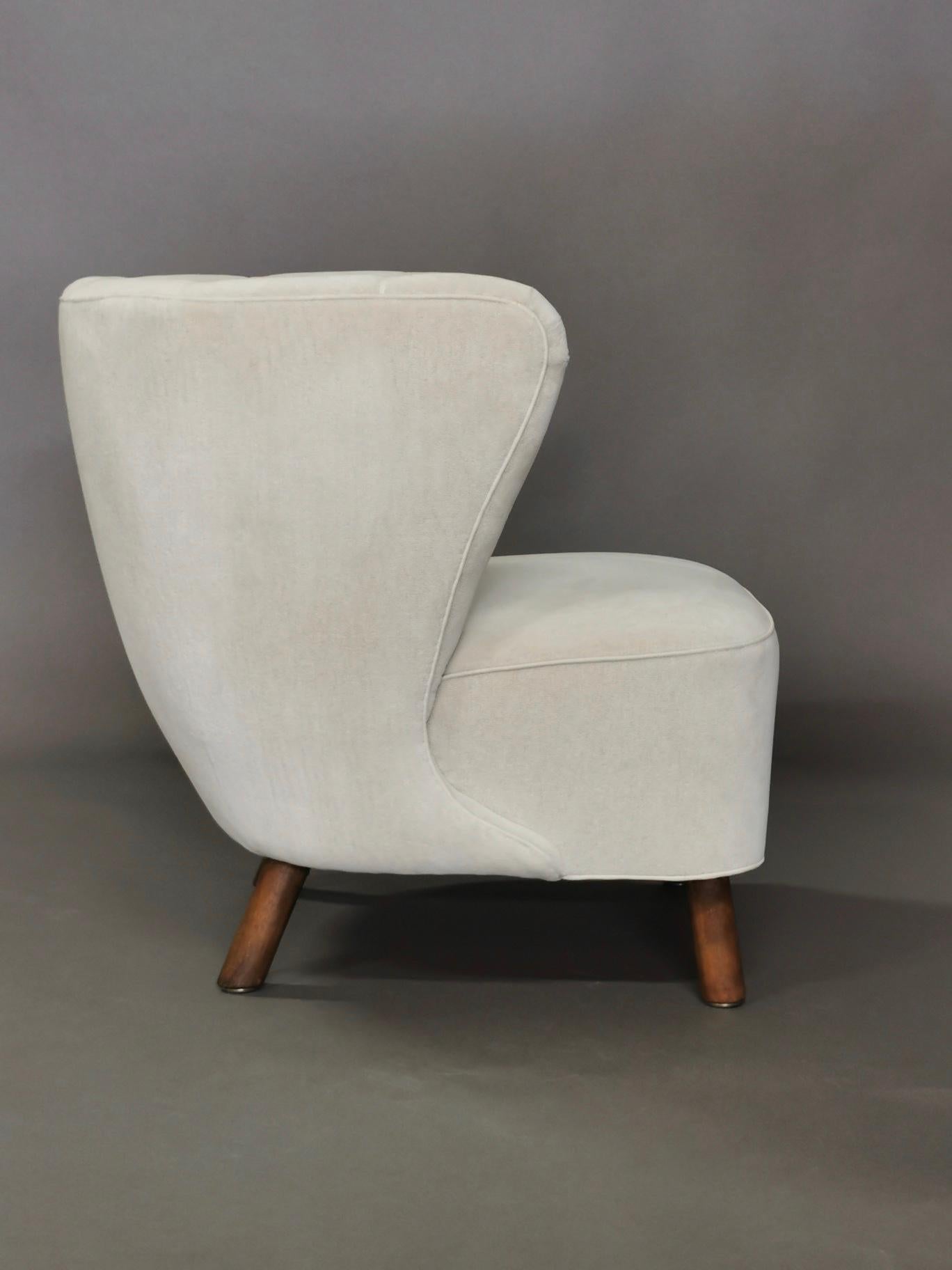 1940s Danish Easy Chair, Velvet Mohair 5