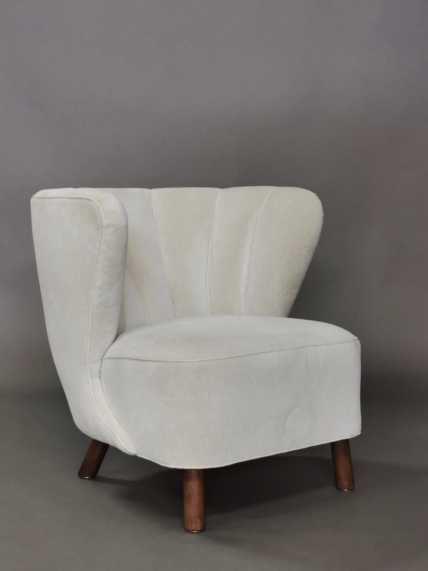 1940s Danish Easy Chair, Velvet Mohair 6