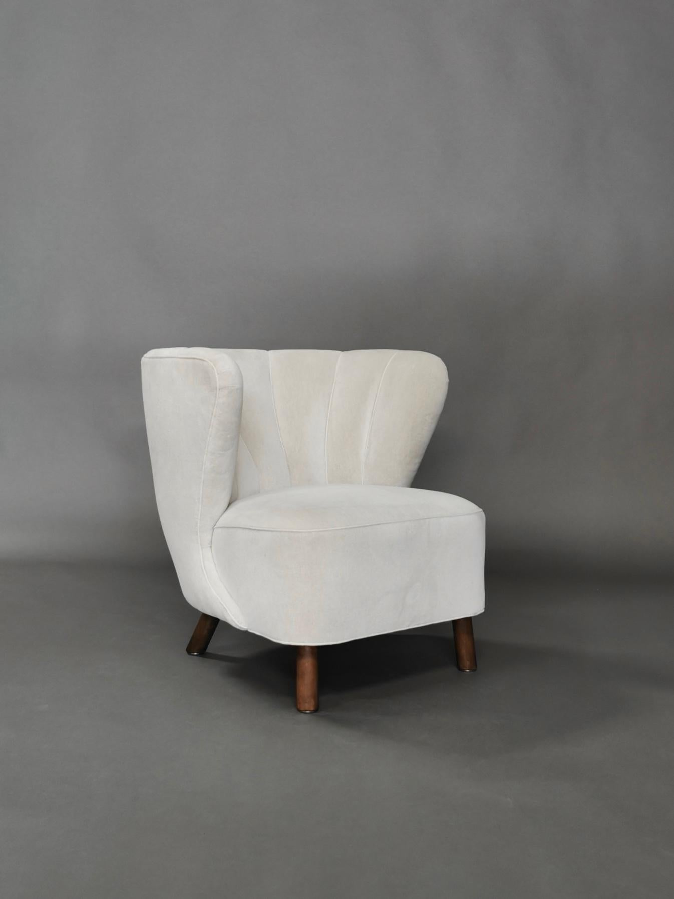 1940s Danish Easy Chair, Velvet Mohair 7