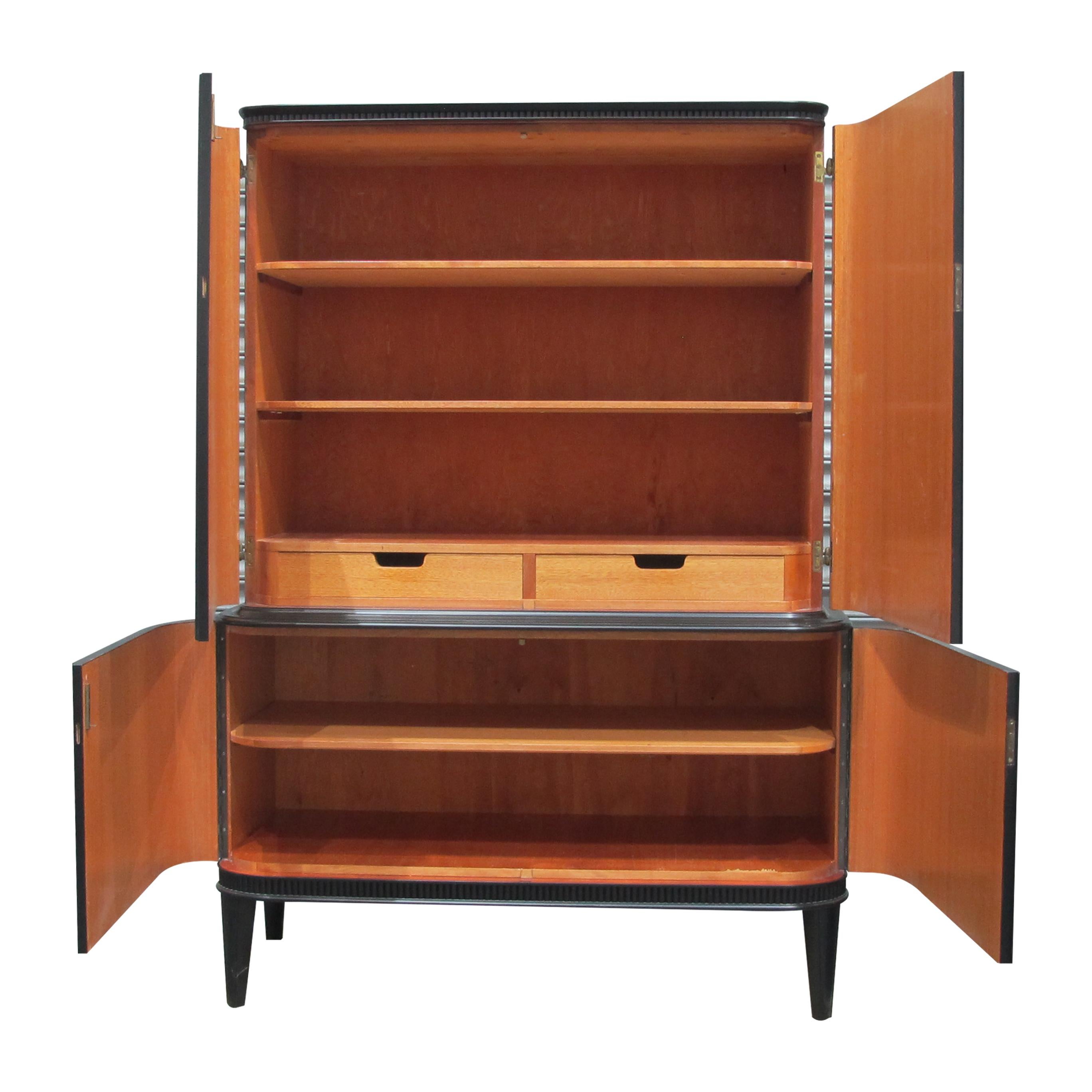 Mid-20th Century 1940s Danish Ebonised Tall Cabinet or Cocktail Cabinet Alex Larsson Style