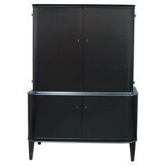 Vintage 1940s Danish Ebonised Tall Cabinet or Cocktail Cabinet Alex Larsson Style