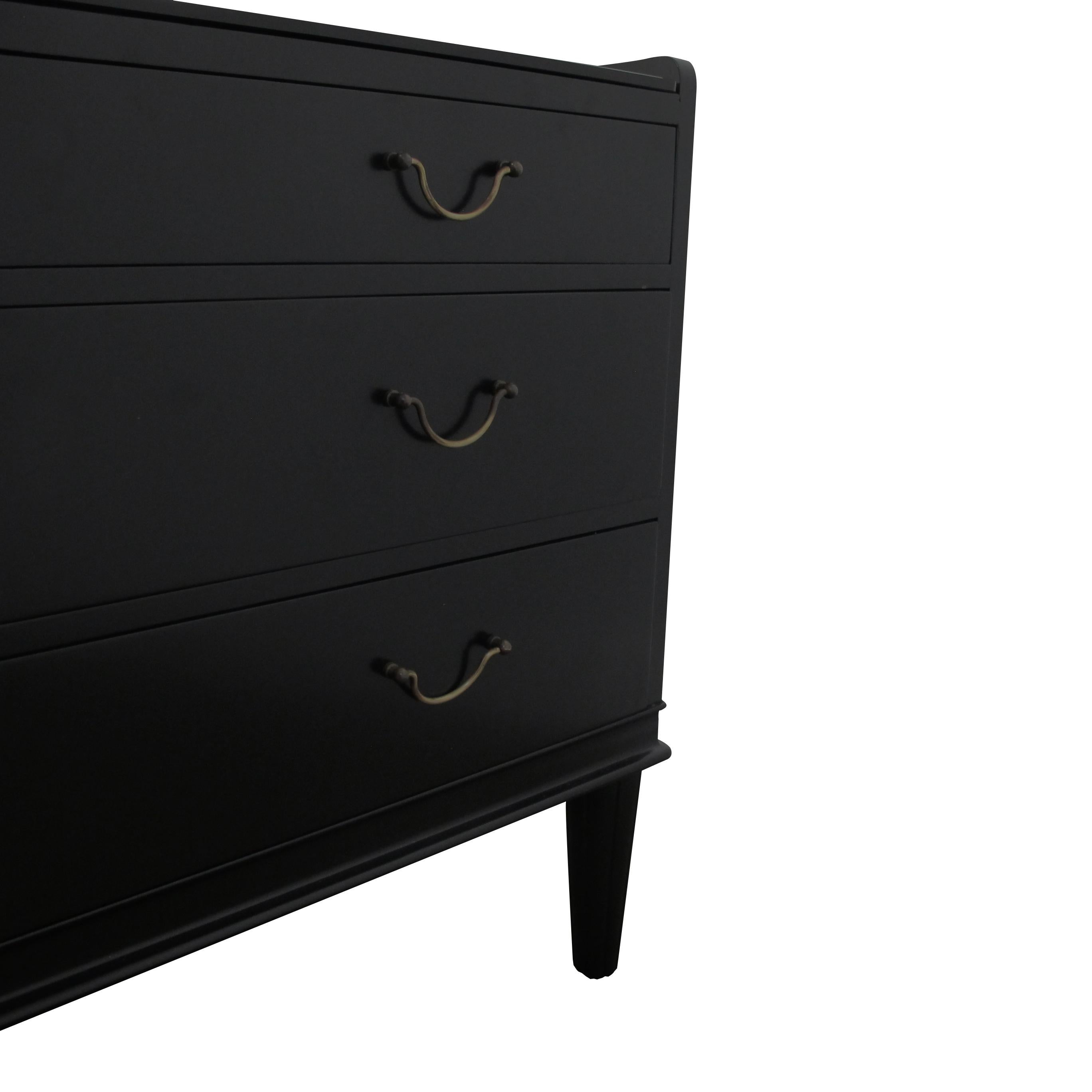 1940s Danish Ebonized Vanity Dressing Table with Triptych Mirror Glass Etch Top In Good Condition In London, England