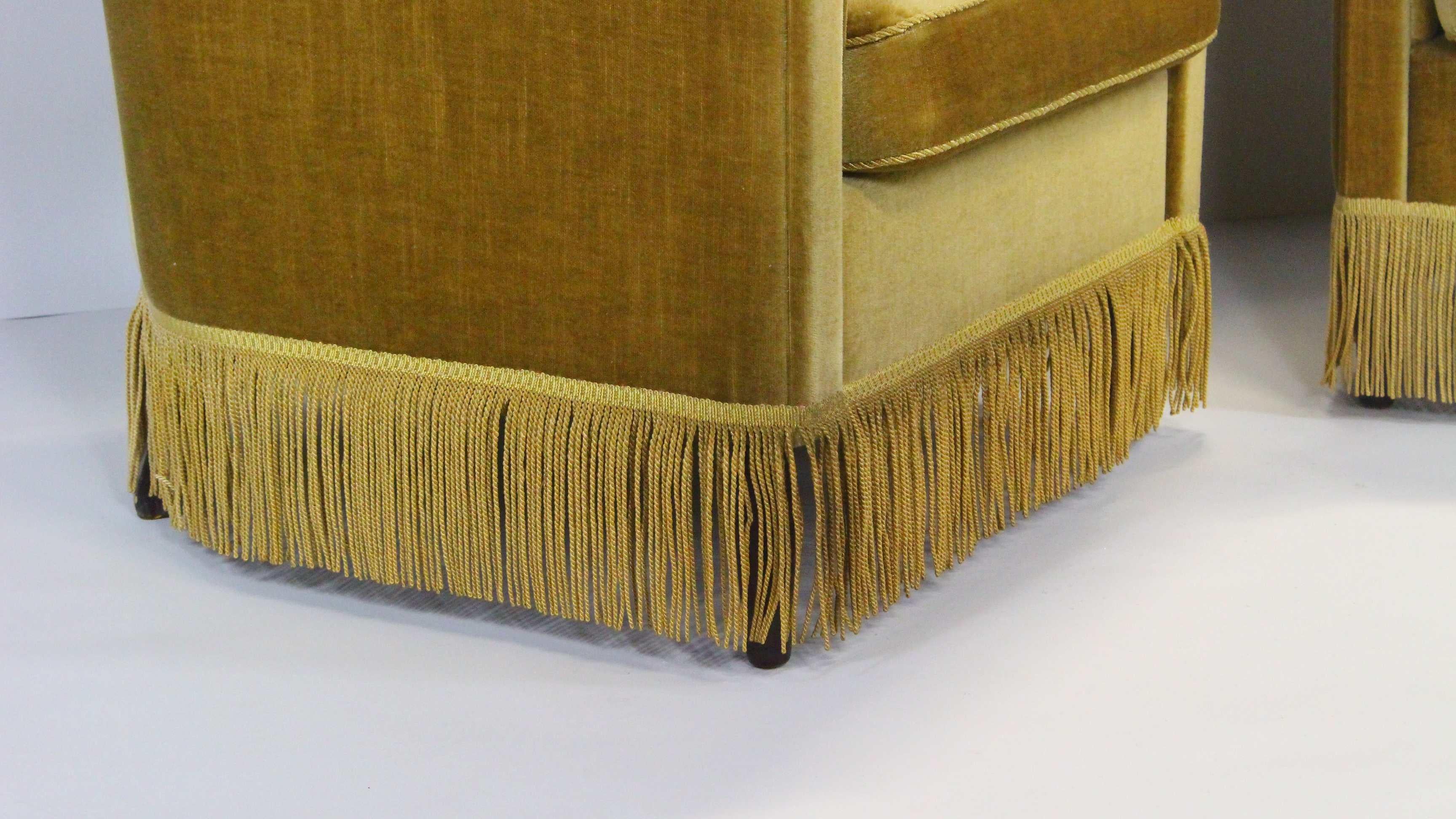 1940s Danish Gold Velvet Banana Chairs, Set of 2 4
