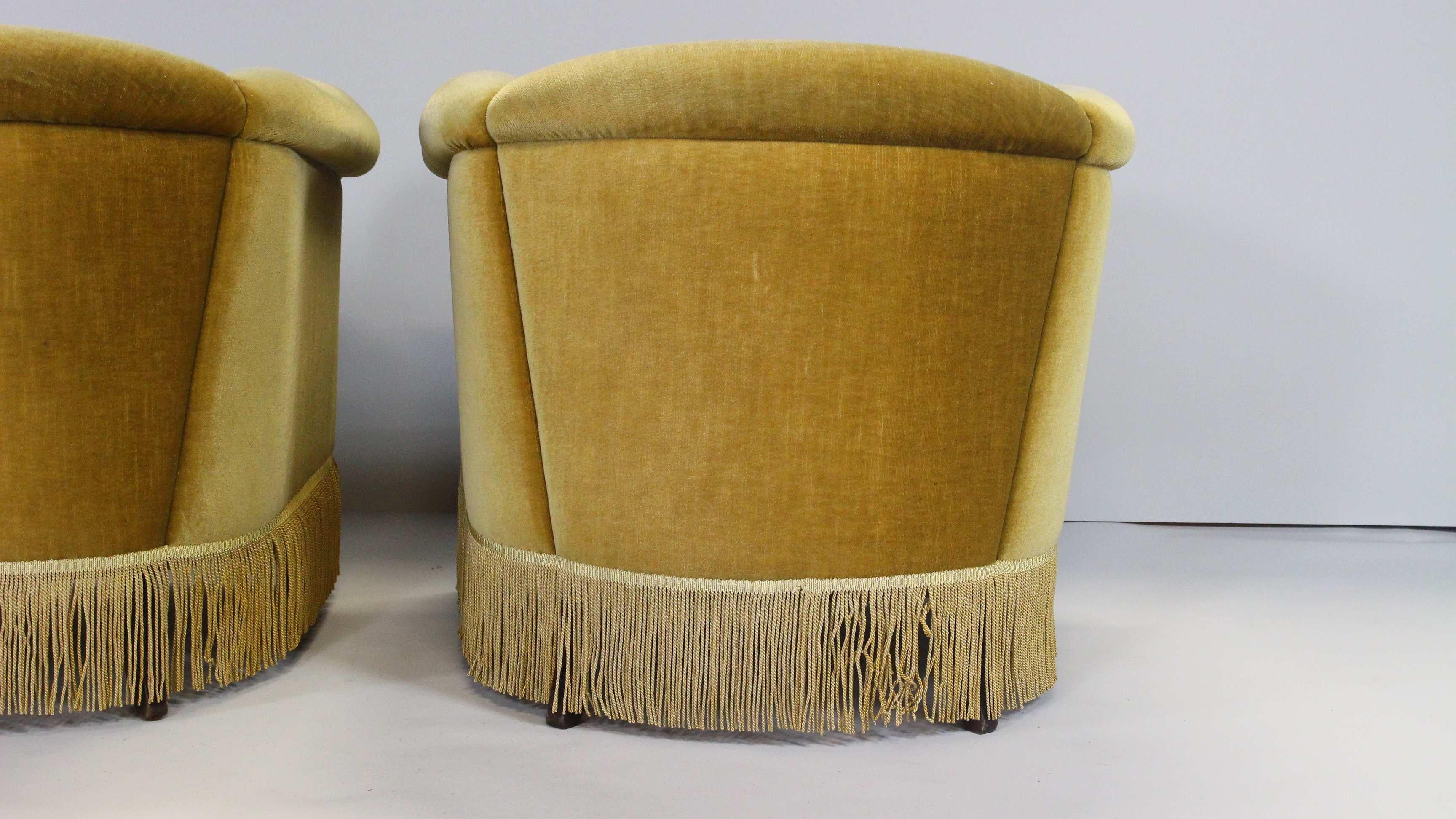 1940s Danish Gold Velvet Banana Chairs, Set of 2 6