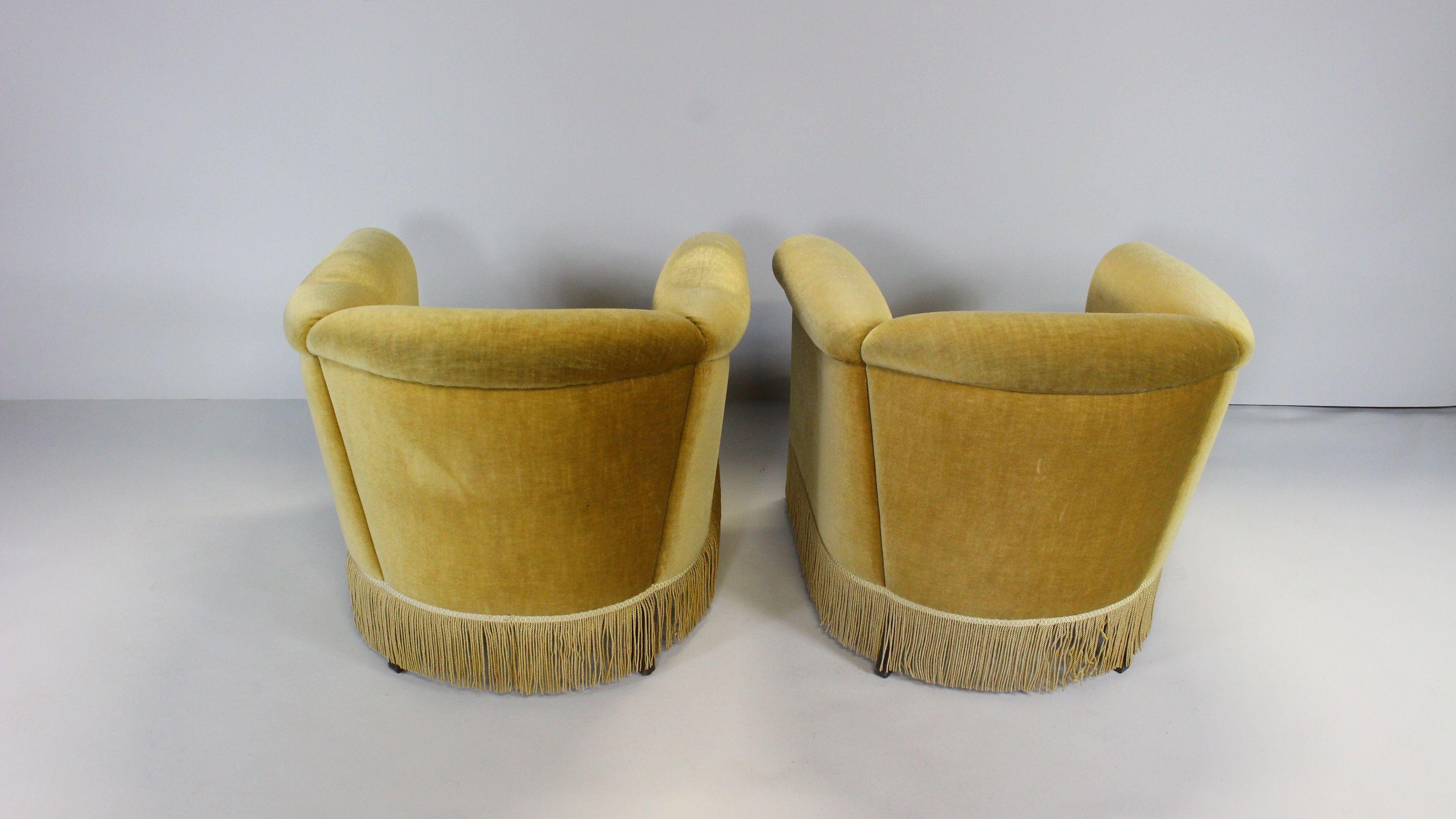 1940s Danish Gold Velvet Banana Chairs, Set of 2 8