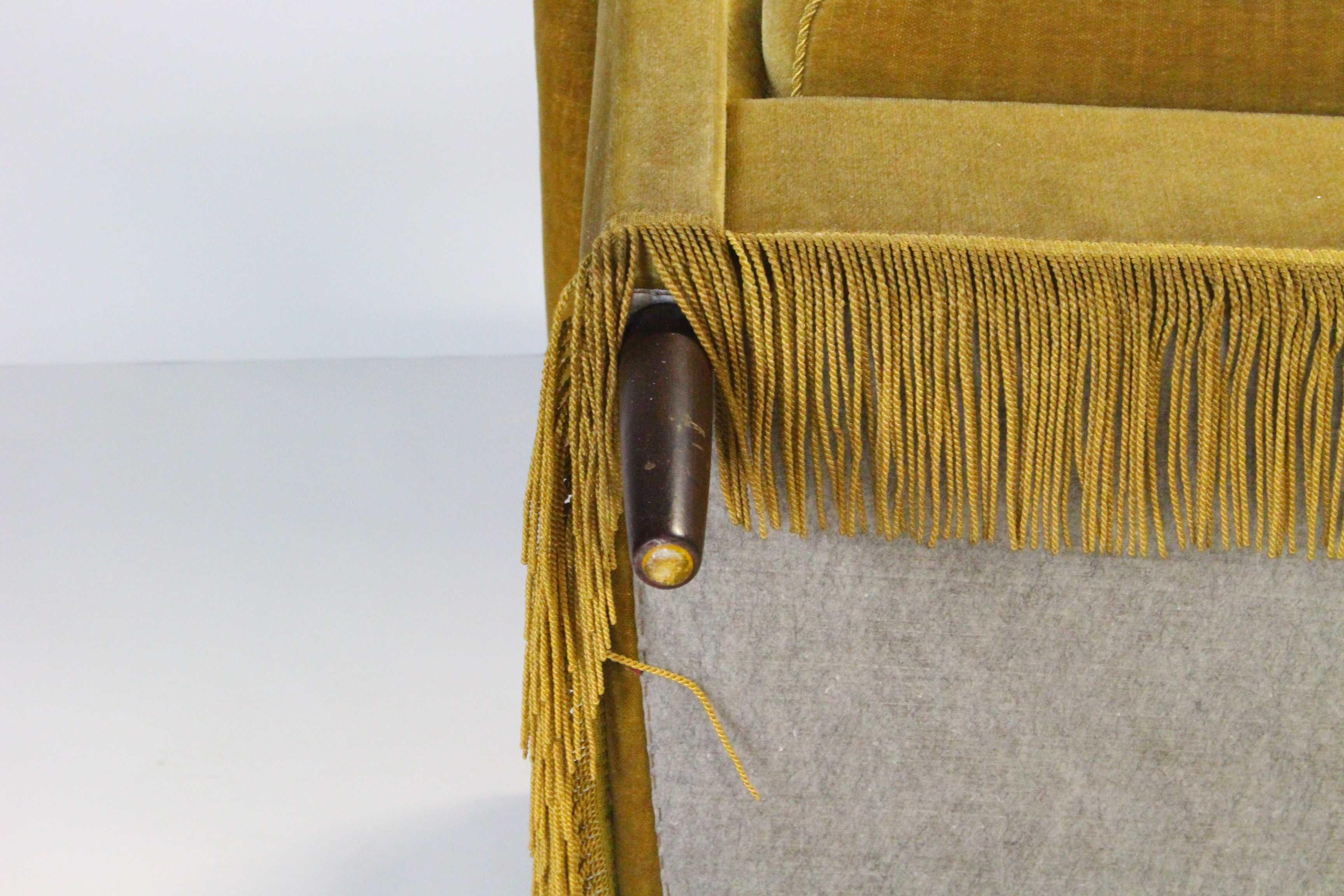 1940s Danish Gold Velvet Banana Chairs, Set of 2 9