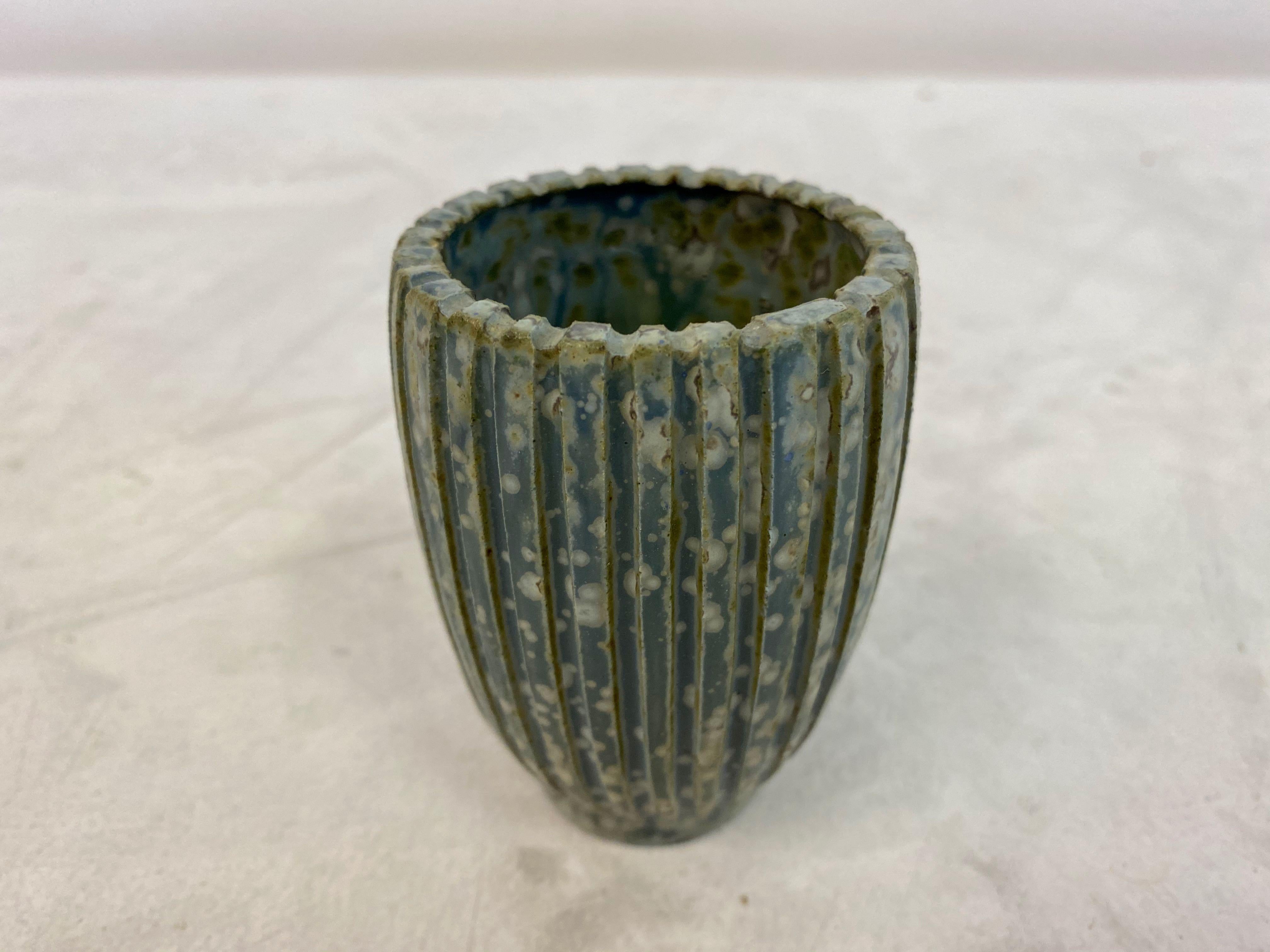 1940s Danish Green Stoneware Vase by Arne Bang In Good Condition In London, London