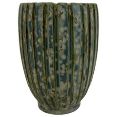 1940s Danish Green Stoneware Vase by Arne Bang