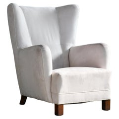 1940s Danish High Back Lounge Chair Style of Fritz Hansen Model 1672