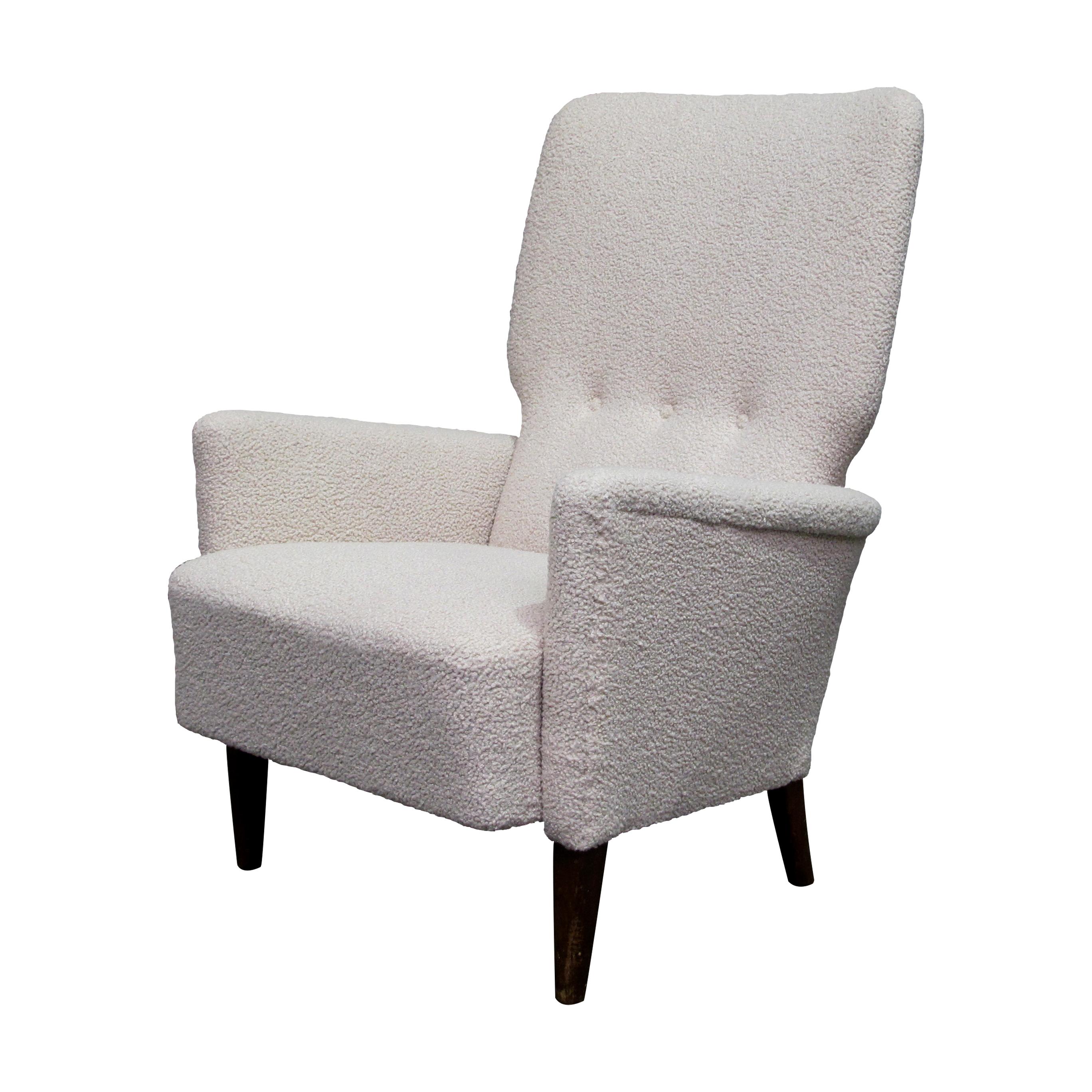 boucle high back chair